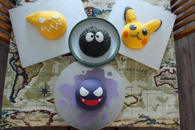 Pikachu Cake, Gastly Cake, Soot Sprite Cake and Soul Eater Cake
